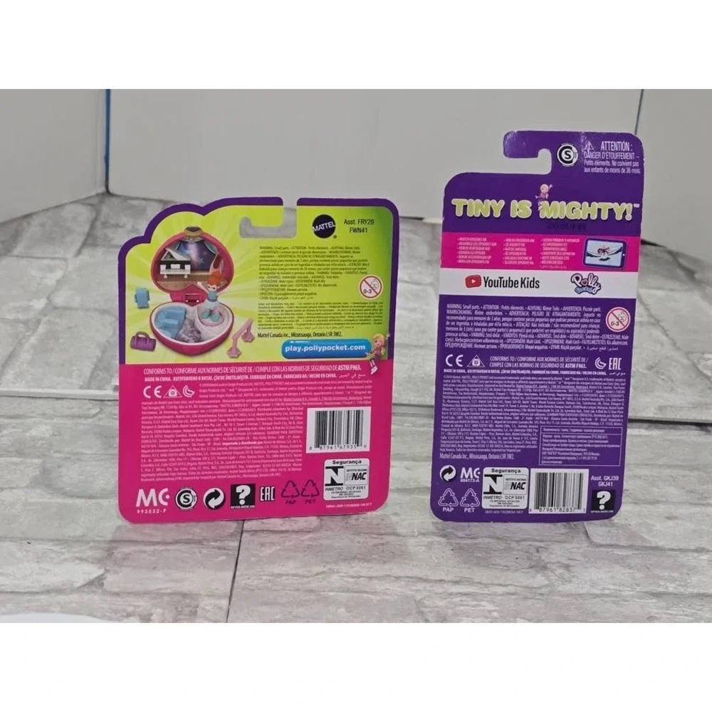 Set of 2 New Polly Pocket‎ Snow Cabin Sledding and Dance Recital Ballet Compacts